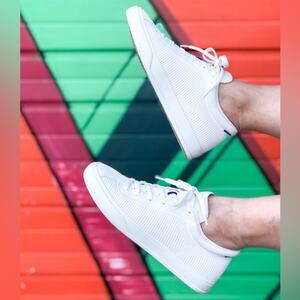 Rothy's The Lace Up Sneaker In Classic White Womens Size 5 Preppy Minimalist‎